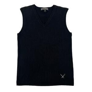 Vintage Lip Service Sweater‎ Vest Black Embroidered Small